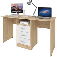 Письменный стол СитиМебель на два рабочих места с 3 ящиками, ШхГ: 160х50 см, цвет: дуб сонома/белый