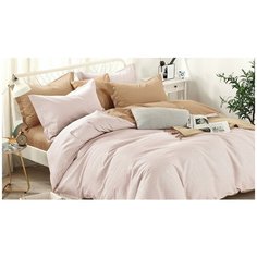 Постельное белье 1.5-спальное Cleo Satin de Luxe Нарина, сатин, 2 наволочки 70 х 70 см, бежевый/розовый