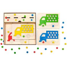 Деревянная мозаика-сортер "Грузовики" с карточками Numi Play