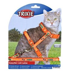 Шлейка с поводком для кошки, нейлон, с рисунком, 22–36 см/10 мм, 1.20 м, Trixie (цвет может отличаться, 4209)