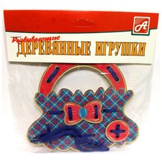 Шотландка, Анданте (сумочка шнуровка, розово-голубая, серия Деревянные развивающие игрушки)