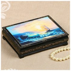 Шкатулка «Морской берег», 10×14 см, лаковая миниатюра 2407439 Сима ленд