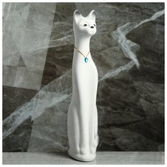 Копилка "Кот", флок, белая, 51 см 748644 Керамика ручной работы