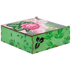 Алмазная вышивка на дереве Шкатулка «Цветочная», 15,5x15,5x6 см, Гранни Wood