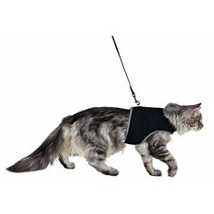 Шлейка мягкая с поводком для кошек, XL: 36–54 см, 1,20 м, черный, Trixie (41895)