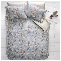 Постельное белье 1.5-спальное Tivolyo Anika deluxe, сатин-люкс, 2 наволочки 50 х 70 см, зеленый/коричневый