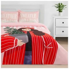 Постельное белье 1.5-спальное Этель Sweet weather, бязь, 2 наволочки 50 х 70 см, розовый/красный