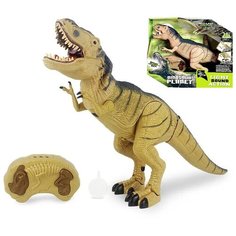 Радиоуправляемый робот динозавр Тираннозавр REX, Dinosaurs Island Toys RS61-100A Тирекс, глаза светятся, ходит, рычит, пускает пар из пасти, подвижная голова, пасть, хвост, на пульте управления, 47х27х10 см