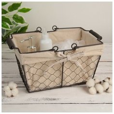 Корзина для хранения из металла 28х20х15 см "Сети" с ручками, цвет коричневый 4686383 Доляна