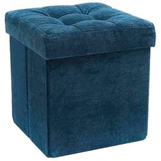 Пуфик с ящиком для хранения DreamBag Складной велюр синий