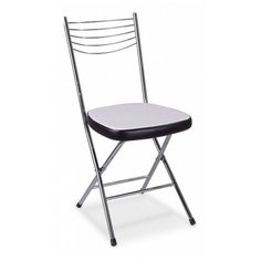 Стул Домотека Омега-1 складной, металл/искусственная кожа, цвет: B-0/В-4 искрящийся белый/черный венге