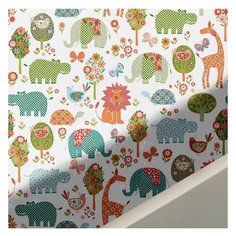 Натяжная простынь на резинке Сказка "Зоосад" натяжная 90х200 (90*200) см. Натяжная простыня на резинке, 100% хлопок.