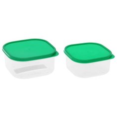 Доляна Набор контейнеров 1333874/1333875, зеленый/прозрачный