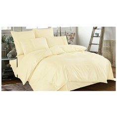 Постельное белье 2-спальное Cleo Cotton Lace 007-LE, сатин, 4 наволочки: 50 х 70 и 70 х 70 см, светло-желтый