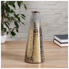 Ваза керамика настольная "Беата" сетка, 4,5х10х24 см, серо-золотой 5201918 Сима ленд