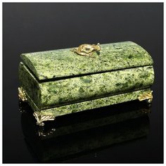 Шкатулка овальная, 8х12 см, с ящеркой и бронзовыми ножками, змеевик 447417 Сима ленд