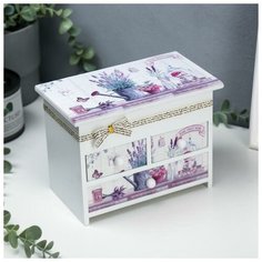 Шкатулка дерево комод 3 ящика "Лаванда" 14,9х19,8х11,4 см 3120886 Сима ленд