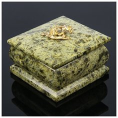 Шкатулка с ящеркой 7х7 см, змеевик 805329 Сима ленд