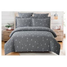 Постельное белье семейное Cleo Cotton jacquard 012-CJ, сатин-жаккард, 4 наволочки: 50 х 70 и 70 х 70 см, серый