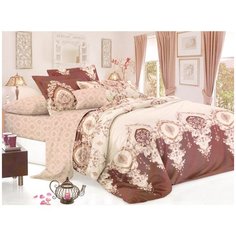 Постельное белье евростандарт Cleo Pure Cotton 166-PC, поплин, 4 наволочки: 50 х 70 и 70 х 70 см, бежевый/коричневый