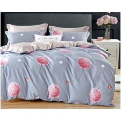 Постельное белье семейное Cleo Pure cotton 161-PC, поплин, 4 наволочки: 70 х 70 и 50 х 70 см, голубой/розовый