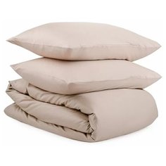 Постельное белье 1.5-спальное TKANO Essential, сатин, 2 наволочки 50 х 70 см, бежевый