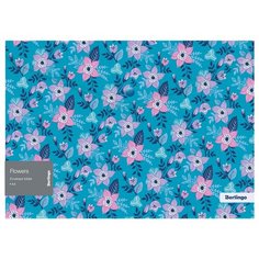 Berlingo Папка-конверт на кнопке Flowers А4, пластик, 12 шт. голубой