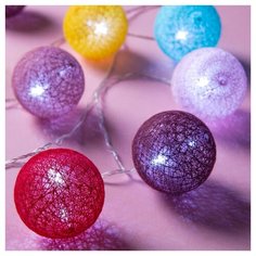 Гирлянда Luazon Lighting Decor Клубки 500 см, 20 ламп, разноцветный/холодный белый