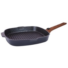 Сковорода-гриль Kukmara Granit Ultra 281а, 28x28 см, съемная ручка, blue