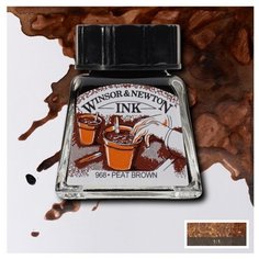 Тушь Winsor&Newton для рисования, торфяно-коричневый, стекл. флакон 14мл Gamma