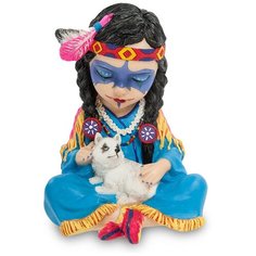 WS-792 Статуэтка в стиле Фэнтези Индейская девочка с волчонком Veronese