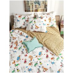 Пододеяльник Сказка "Dogs on white/Адель" 1,5-спальный на молнии 145х215 см