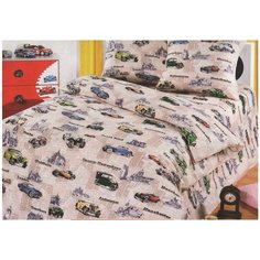 Постельное белье 1.5-спальное Toontex Автокруиз, бязь, 2 наволочки 70 х 70 см, белый