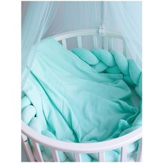 Двухсторонний плед из велюра и муслина мятный Alisse Dreams