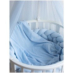 Двухсторонний плед из велюра и муслина голубой Alisse Dreams