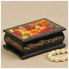 Шкатулка «Пионы», 6×9 см, лаковая миниатюра 2314233 Сима ленд