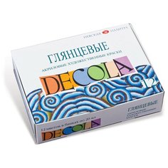Краски Невская Палитра Декола, акриловые, худож., глянцевые, 12 цветов по 20 мл, в баночках