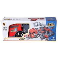 Машинка-трансформер Пожарная станция, с 2 машинками P904-A Junfa Toys