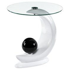 Столик журнальный Woodville Savona, d: 50 см, белый/прозрачный