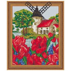 Алмазная мозаика "Пейзаж с мельницей", 40x50 см