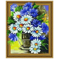 Алмазная мозаика "Васельки с ромашками", 40x50 см