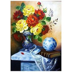 Алмазная мозаика "Цветочный натюрморт", 40x50 см