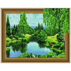 Алмазная мозаика "Озеро в лесу", 40x50 см