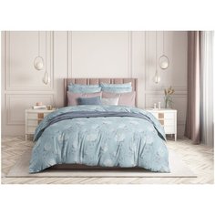Постельное белье 2-спальное Guten Morgen Clematis 1005, сатин, 2 наволочки 50 х 70 см, голубой