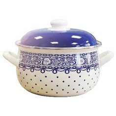 Кастрюля эмалированная Interos 3661А Ажур синий 4,0 л 20 см Интерос