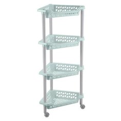 Этажерка угловая "Тереза" 4 полки 400х270х840 мм (Светло-голубой) Бытпласт