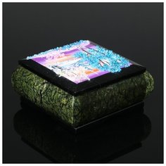 Шкатулка с пейзажем "Зима", каменная крошка, змеевик 3956908 Сима ленд