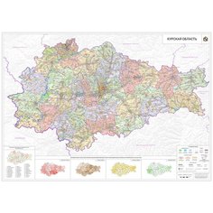 Настенная карта Курской области 95x135 см (на самоклеющейся пленке) Отрок