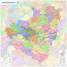 Настенная карта Самарской области 120 х 120 см (на самоклеющейся пленке) Отрок