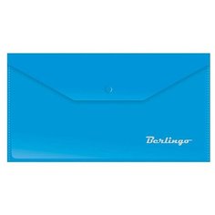 Berlingo Папка-конверт на кнопке C6, пластик 180 мкм 5 шт. синий
